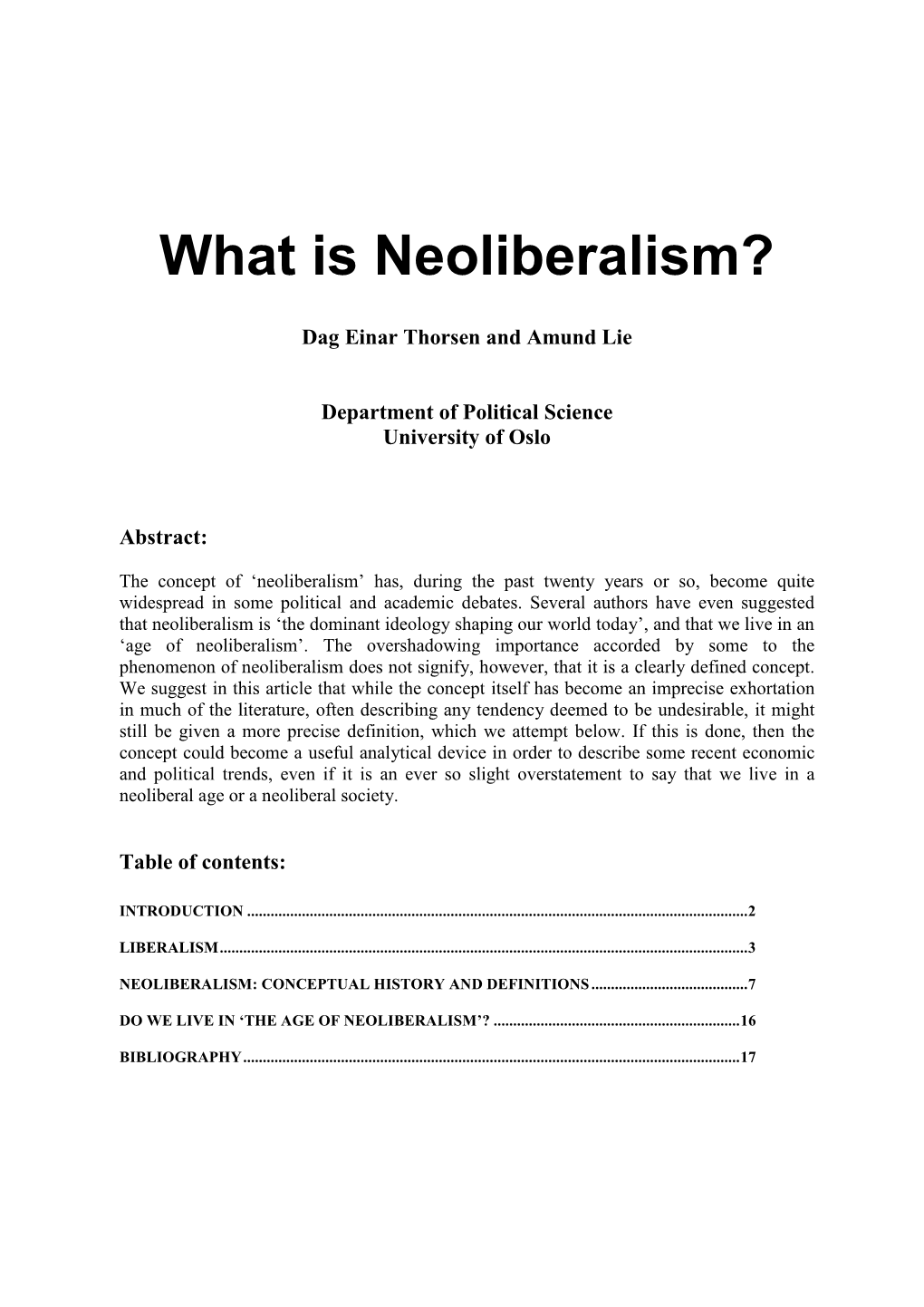 What Is Neoliberalism?