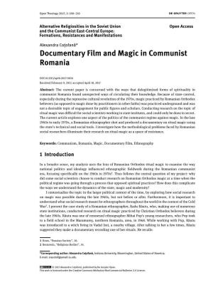Documentary Film and Magic in Communist Romania