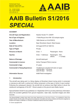 AAIB Bulletin S1/2016 SPECIAL