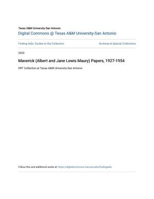 Maverick (Albert and Jane Lewis Maury) Papers, 1927-1954