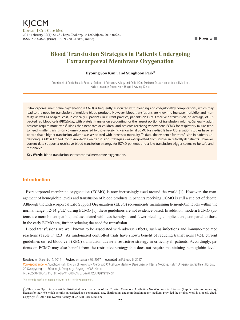 Blood Transfusion Strategies in Patients Undergoing Extracorporeal