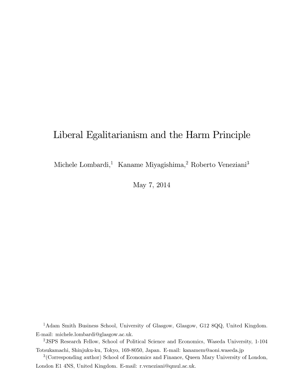 Liberal Egalitarianism and the Harm Principle