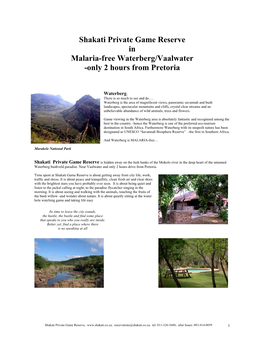Shakati Private Game Reserve in Malaria-Free Waterberg/Vaalwater -Only 2 Hours from Pretoria