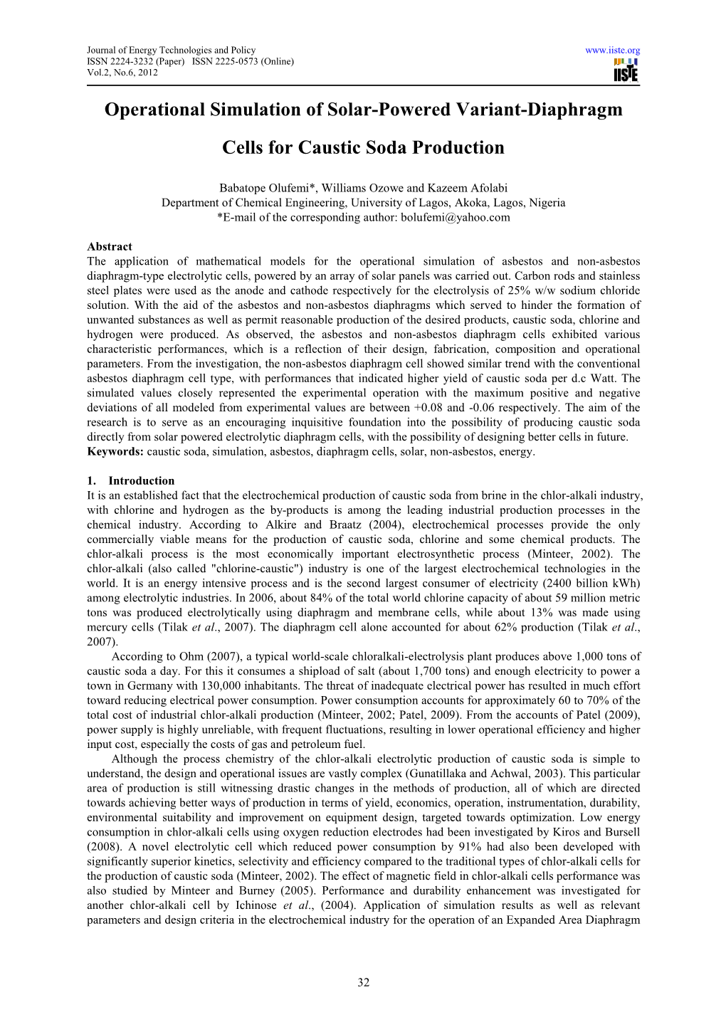 Cells for Caustic Soda Production