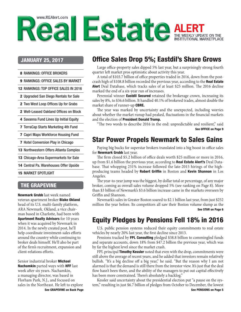 Real Estate Alert 12 RANKINGS: TOP OFFICE SALES in 2016 Deal Database, Which Tracks Sales of at Least $25 Million