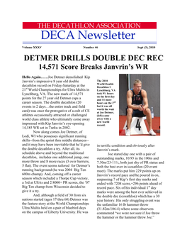 DETMER DRILLS DOUBLE DEC REC 14,571 Score Breaks Janvrin’S WR