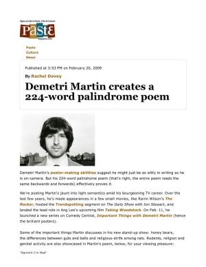 Demetri Martin Creates a 224-Word Palindrome Poem :: Culture :: News