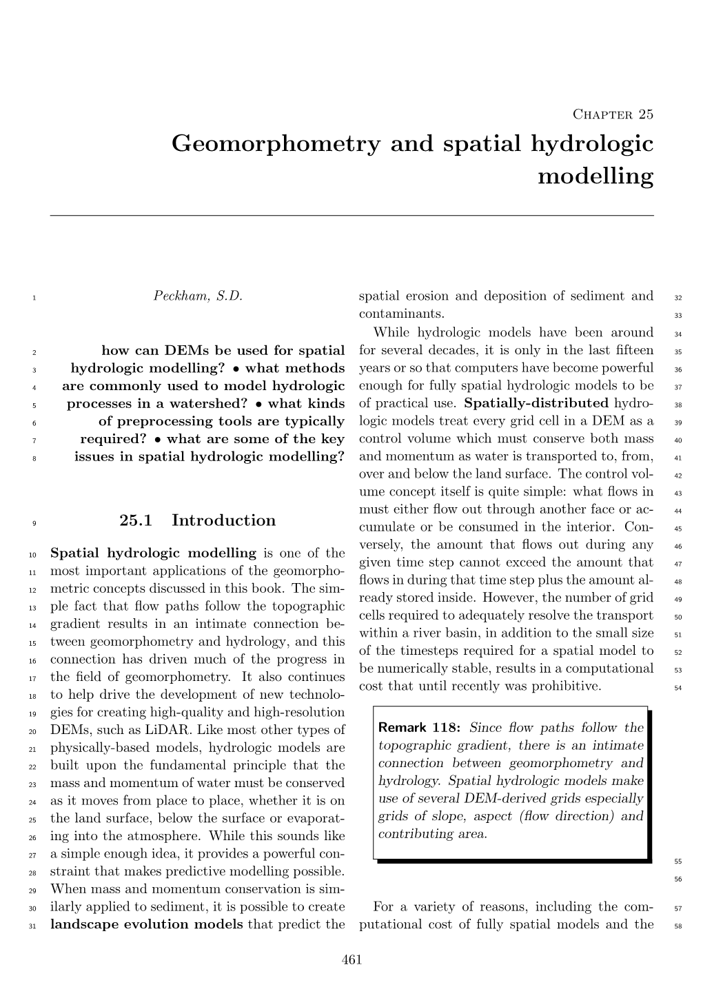 Geomorphometry and Spatial Hydrologic Modelling