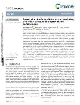 Impact of Synthesis Conditions on the Morphology and Crystal Structure of Tungsten Nitride Nanomaterials