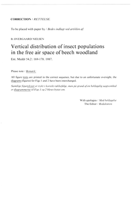 Vertical Distribution of Insect Populations in the Free Air Space of Beech Woodland Ent