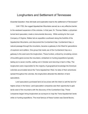 21 Longhunters and Settlement of Tennessee