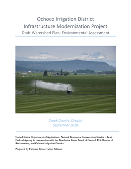 Ochoco Irrigation District Infrastructure Modernization Project Draft Watershed Plan- Environmental Assessment