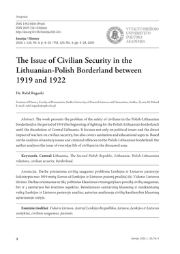 The Issue of Civilian Security in the Lithuanian-Polish Borderland Between 1919 and 1922