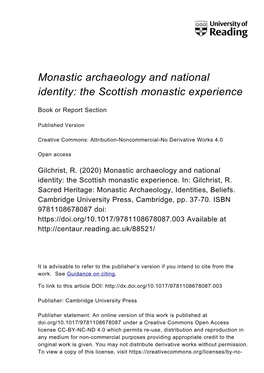 The Scottish Monastic Experience