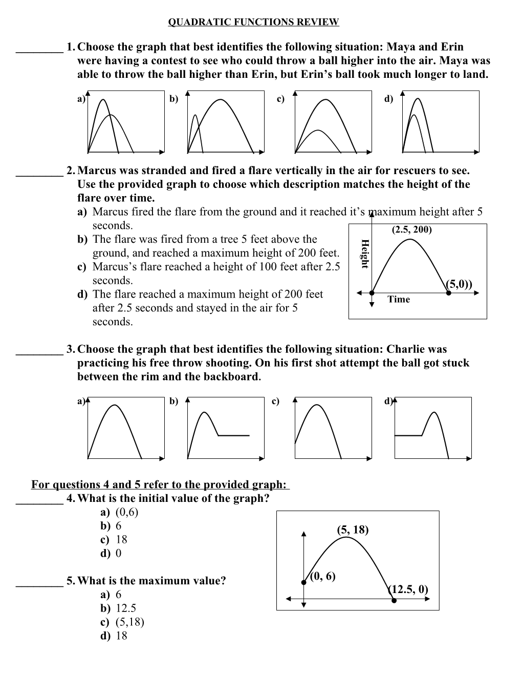 Quadratic Test Review