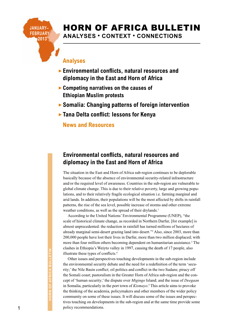 Horn of Africa Bulletin February Analyses • Context • Connections 2013