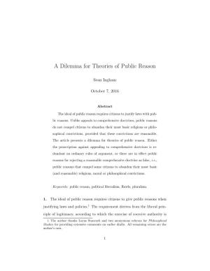 A Dilemma for Theories of Public Reason