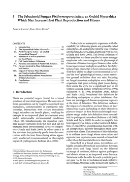 5 the Sebacinoid Fungus Piriformospora Indica: an Orchid Mycorrhiza Which May Increase Host Plant Reproduction and Fitness