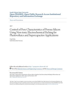 Control of Pore Characteristics of Porous Silicon