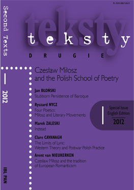 20 Czesław Miłoszandthetradition Ofeuropeanromanticism the Limitsoflyric: Western Theoryandpostwar Polish Practice