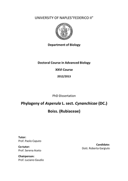 Phylogeny of Asperula L. Sect. Cynanchicae (DC.) Boiss