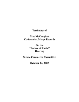 Testimony of Mac Mccaughan Co