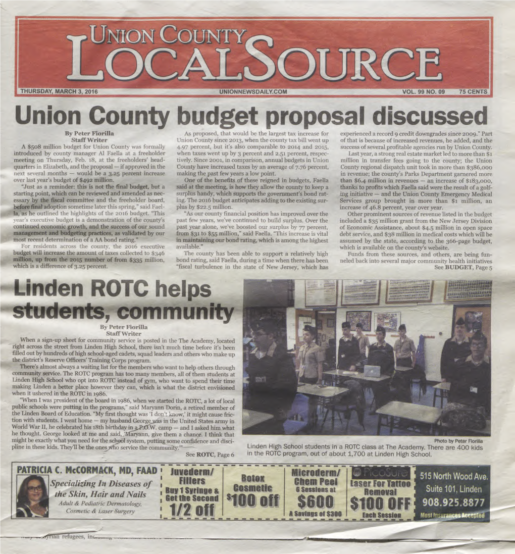 Budget Proposal Discussed Union County