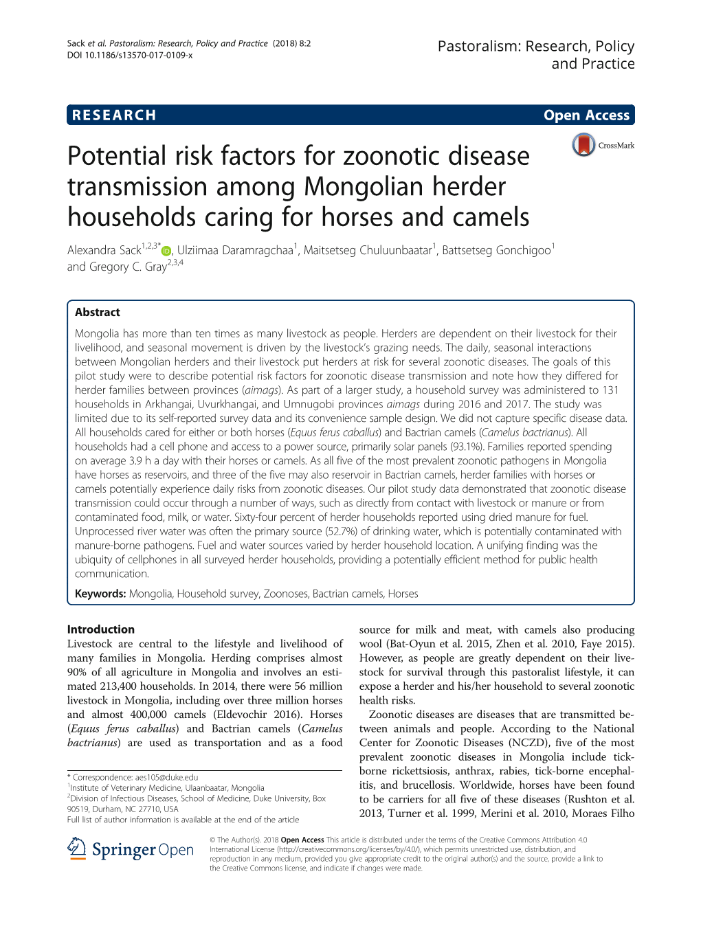 Potential Risk Factors for Zoonotic Disease Transmission Among