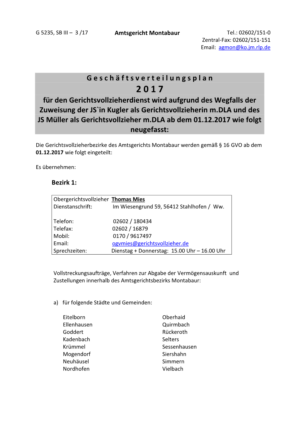 G 5235, SB III – 6/04 Amtsgericht Montabaur