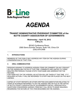 April 2012 Agenda