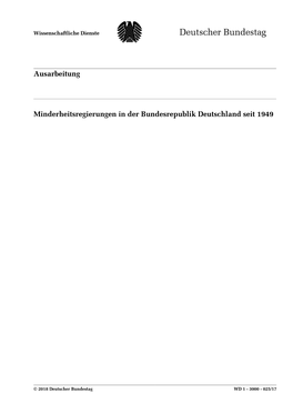 Minderheitsregierungen in Der Bundesrepublik Deutschland Seit 1949