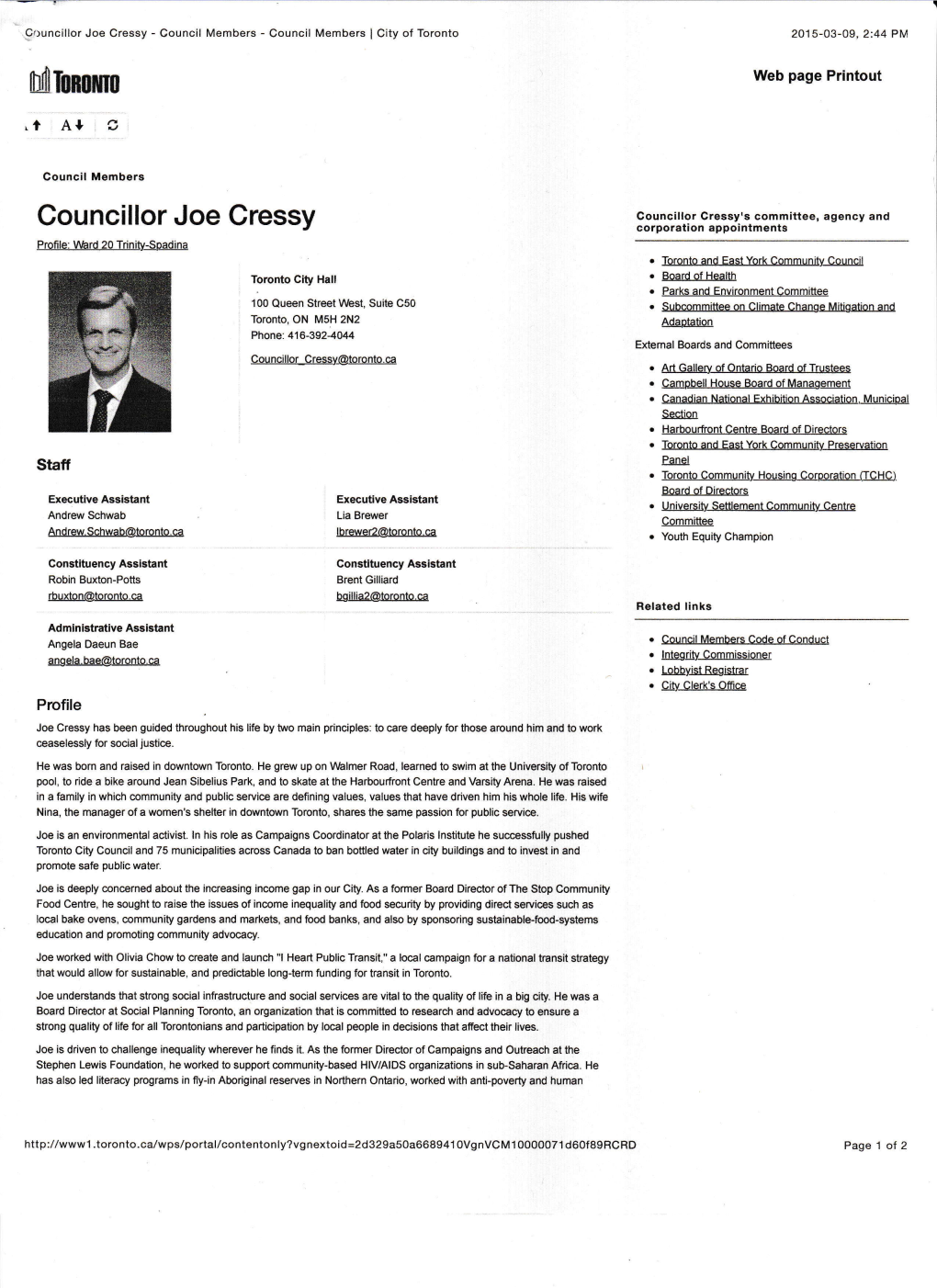 T A+ I Councillor Joe Cressy