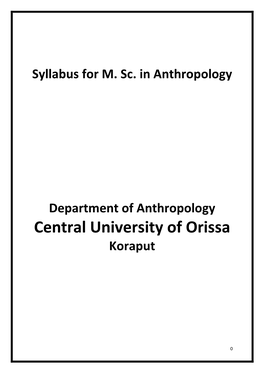 M.Sc. in Anthropology Syllabus