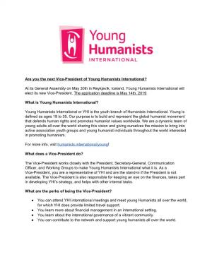 Are You the Next Vice-President of Young Humanists International? At