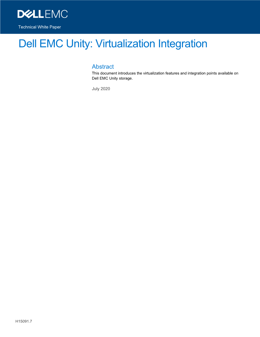 Dell EMC Unity: Virtualization Integration