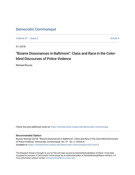 Class and Race in the Color-Blind Discourses of Police Violence," Democratic Communiqué: Vol