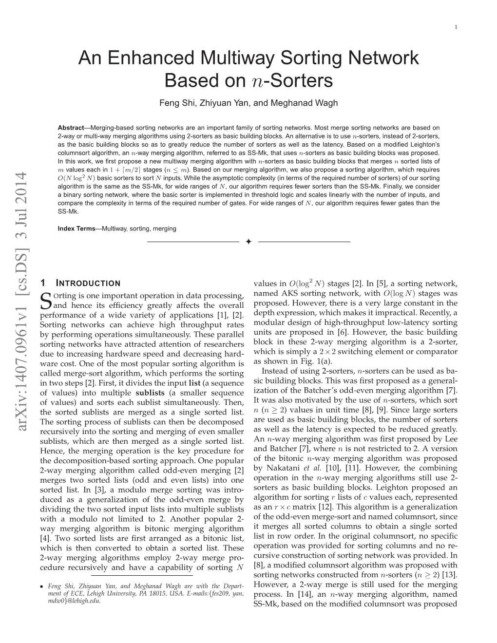 An Enhanced Multiway Sorting Network Based on N-Sorters