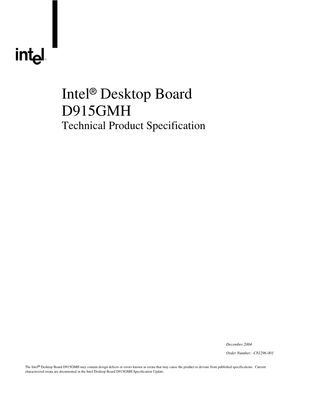 Intel® Desktop Board D915GMH Technical Product Specification