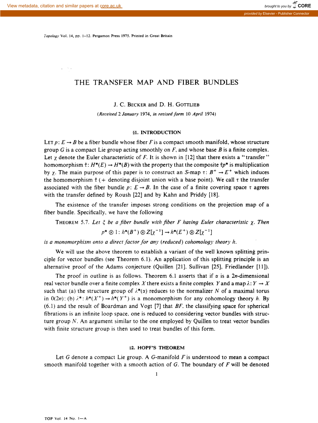 The Transfer Map and Fiber Bundles