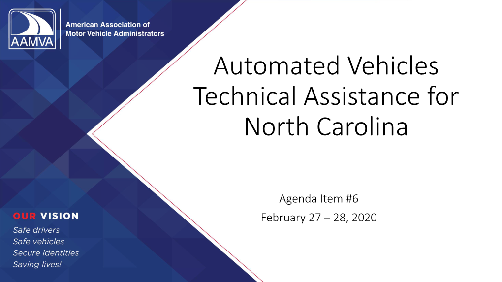 Automated Vehicles Technical Assistance for North Carolina