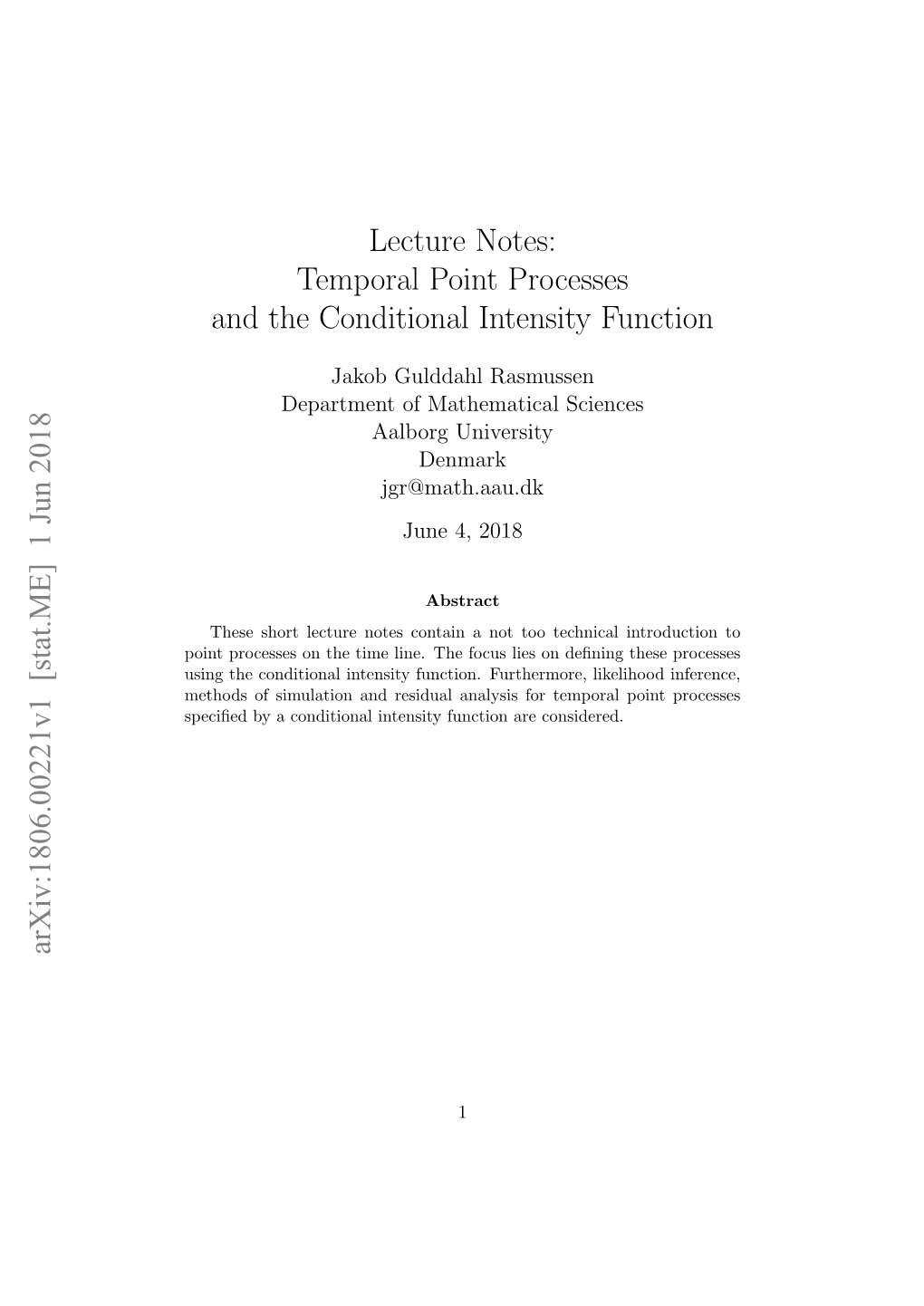 Temporal Point Processes and the Conditional Intensity Function Arxiv