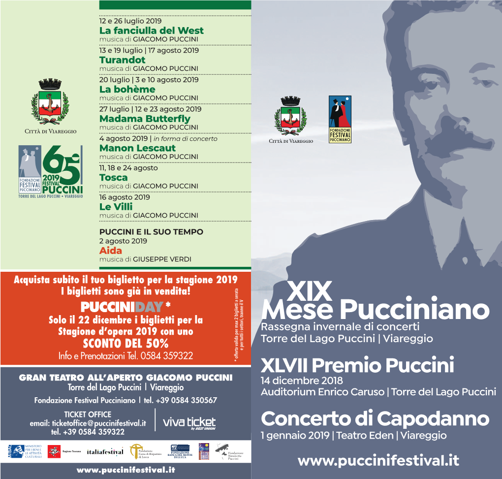 Mese Pucciniano Solo Il 22 Dicembre I Biglietti Per La Stagione D’Opera 2019 Con Uno Rassegna Invernale Di Concerti Torre Del Lago Puccini | Viareggio