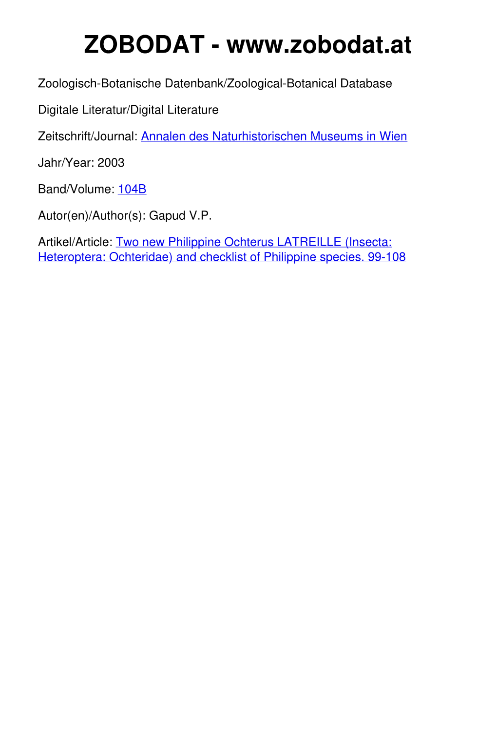 Two New Philippine Ochterus LATREILLE (Insecta: Heteroptera: Ochteridae) and Checklist of Philippine Species