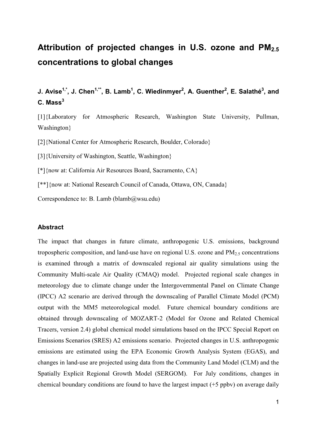 Attribution of Projected Changes in U.S. Ozone and PM2.5