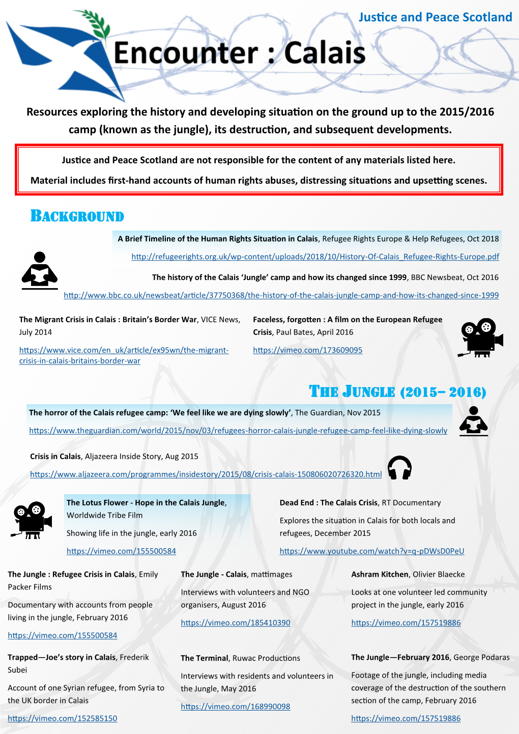 BACKGROUND the JUNGLE (2015– 2016) Justice and Peace Scotland