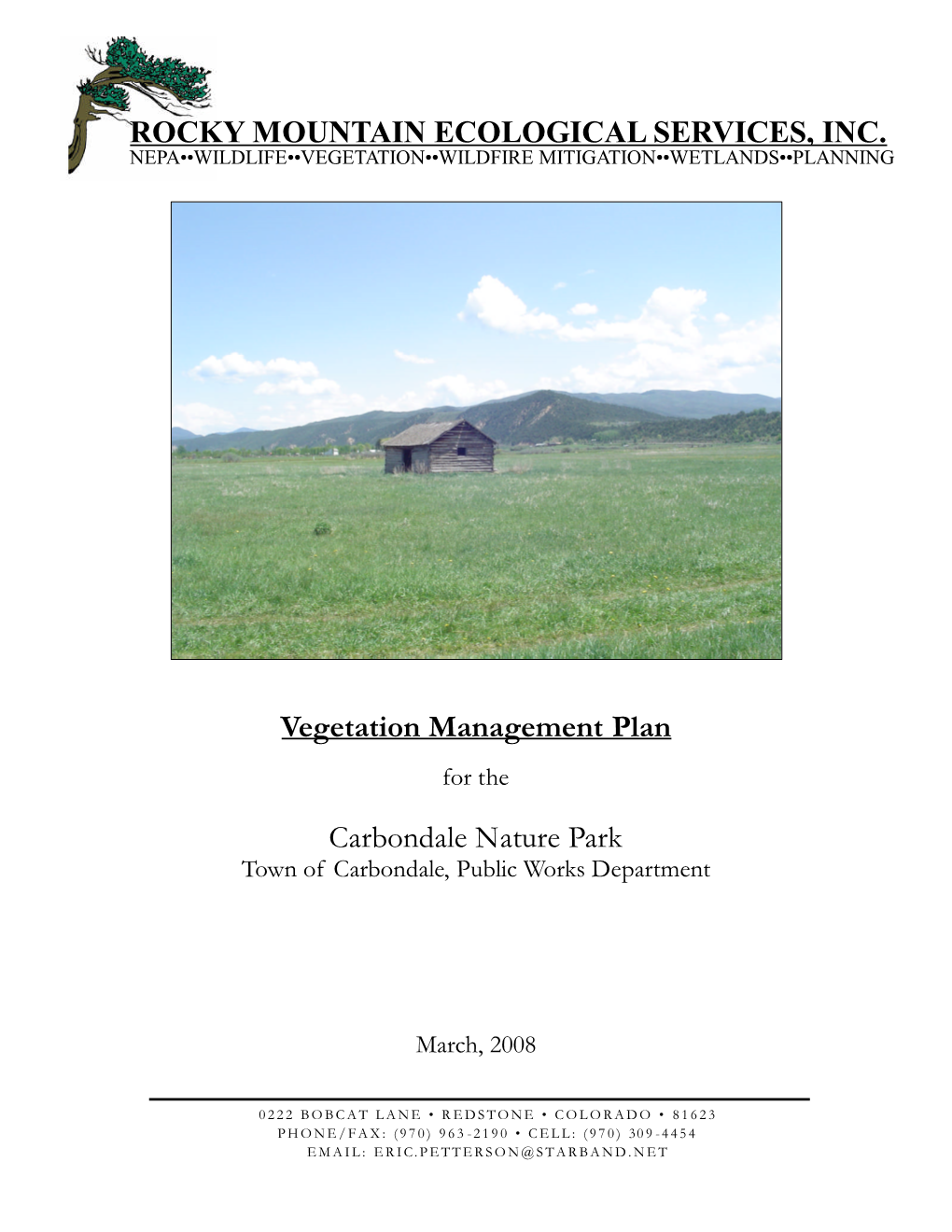 Vegetation Management Plan Carbondale Nature Park ROCKY