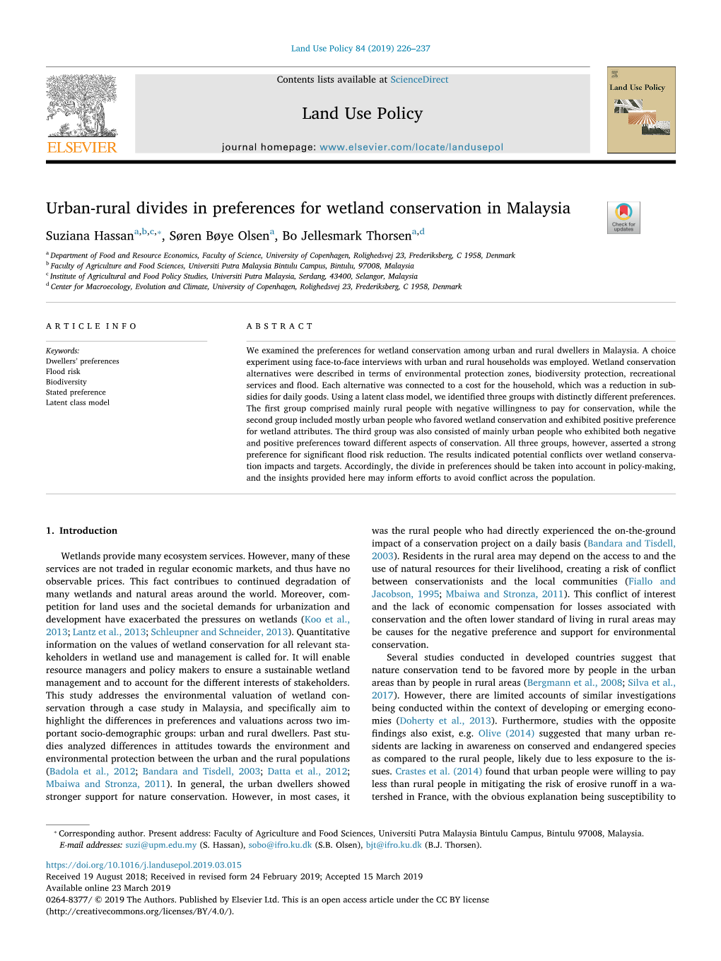 Urban-Rural Divides in Preferences for Wetland