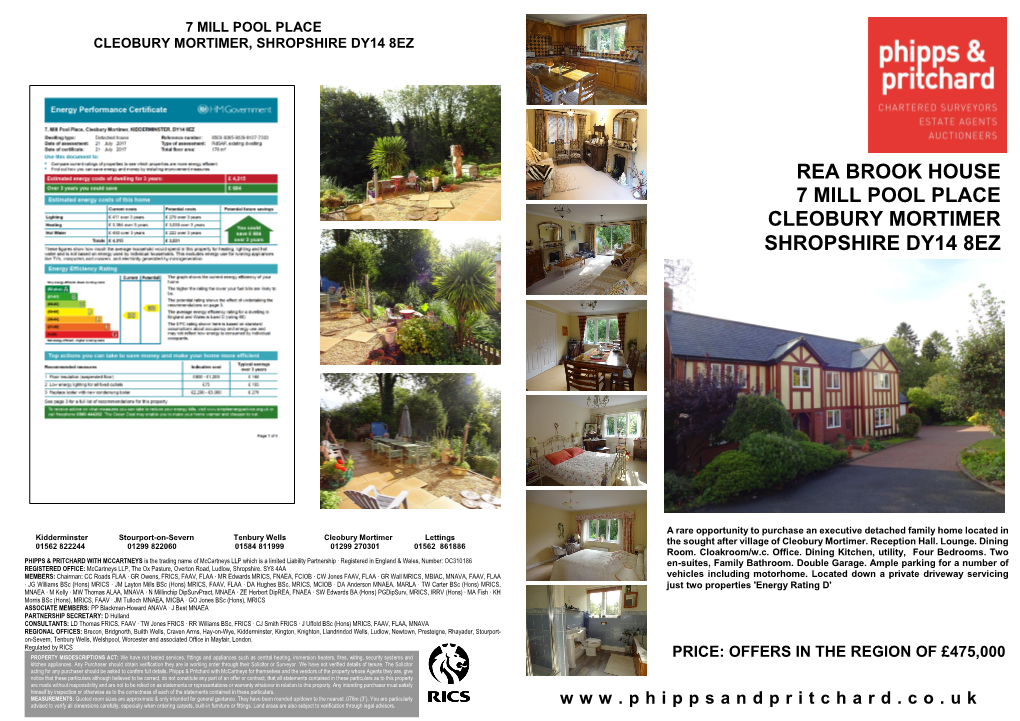 Rea Brook House 7 Mill Pool Place Cleobury Mortimer Shropshire Dy14 8Ez