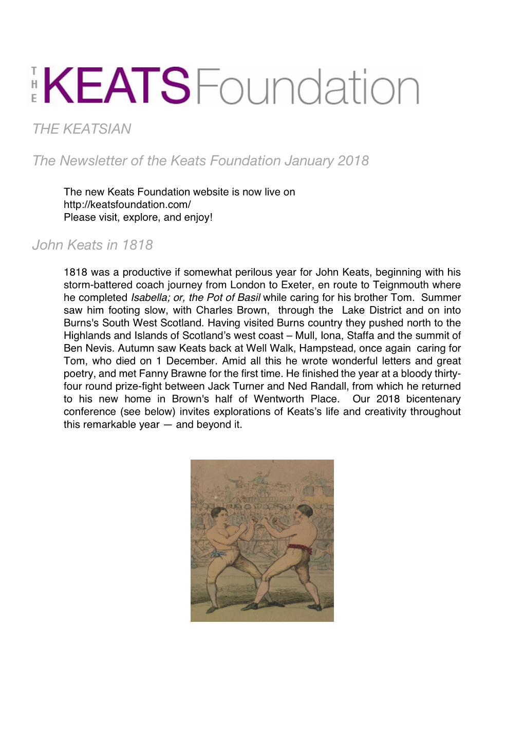 THE KEATSIAN the Newsletter of the Keats Foundation January 2018