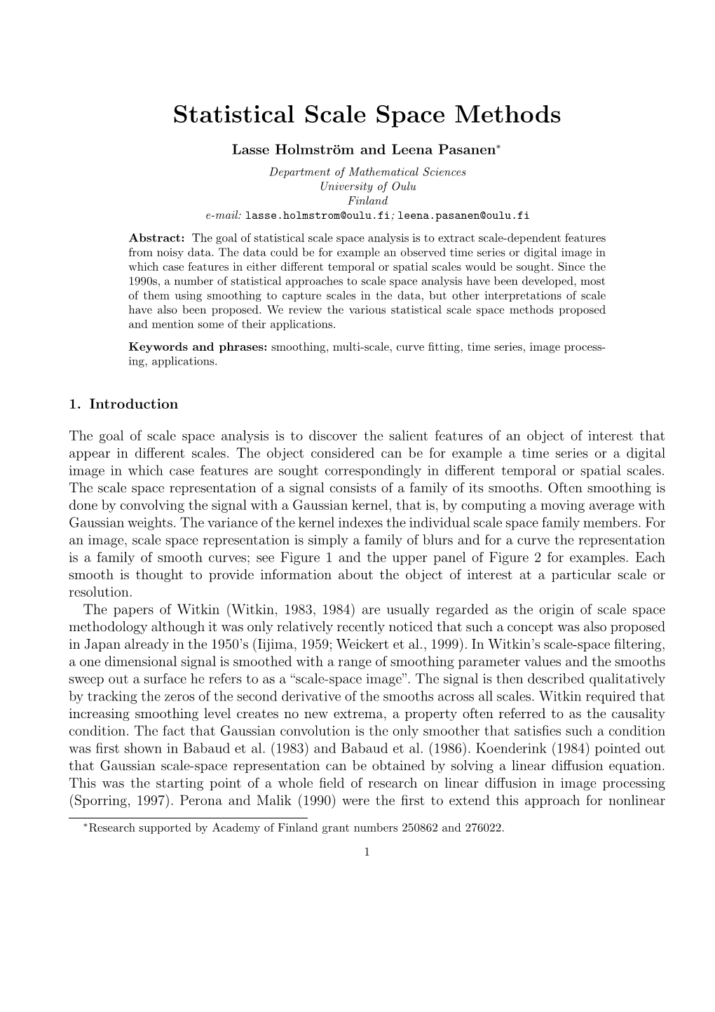 Statistical Scale Space Methods